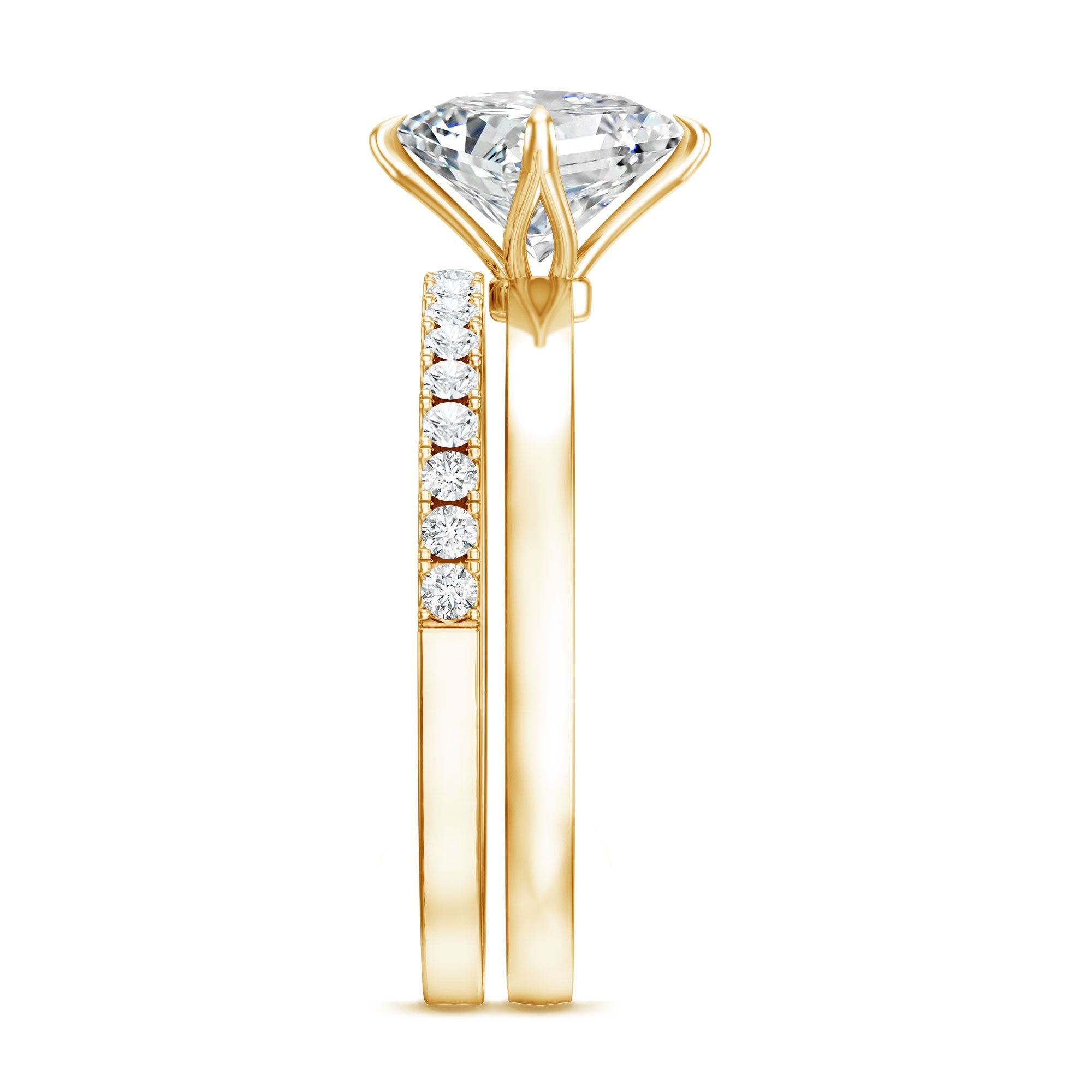 Princess Cut Lab Grown Diamond Ring With Wedding Band