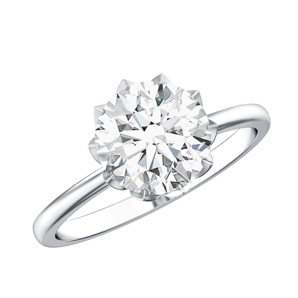Lotus Basket Set Lab Grown Diamond 3 Carat Engagement Ring with IGI Certificate