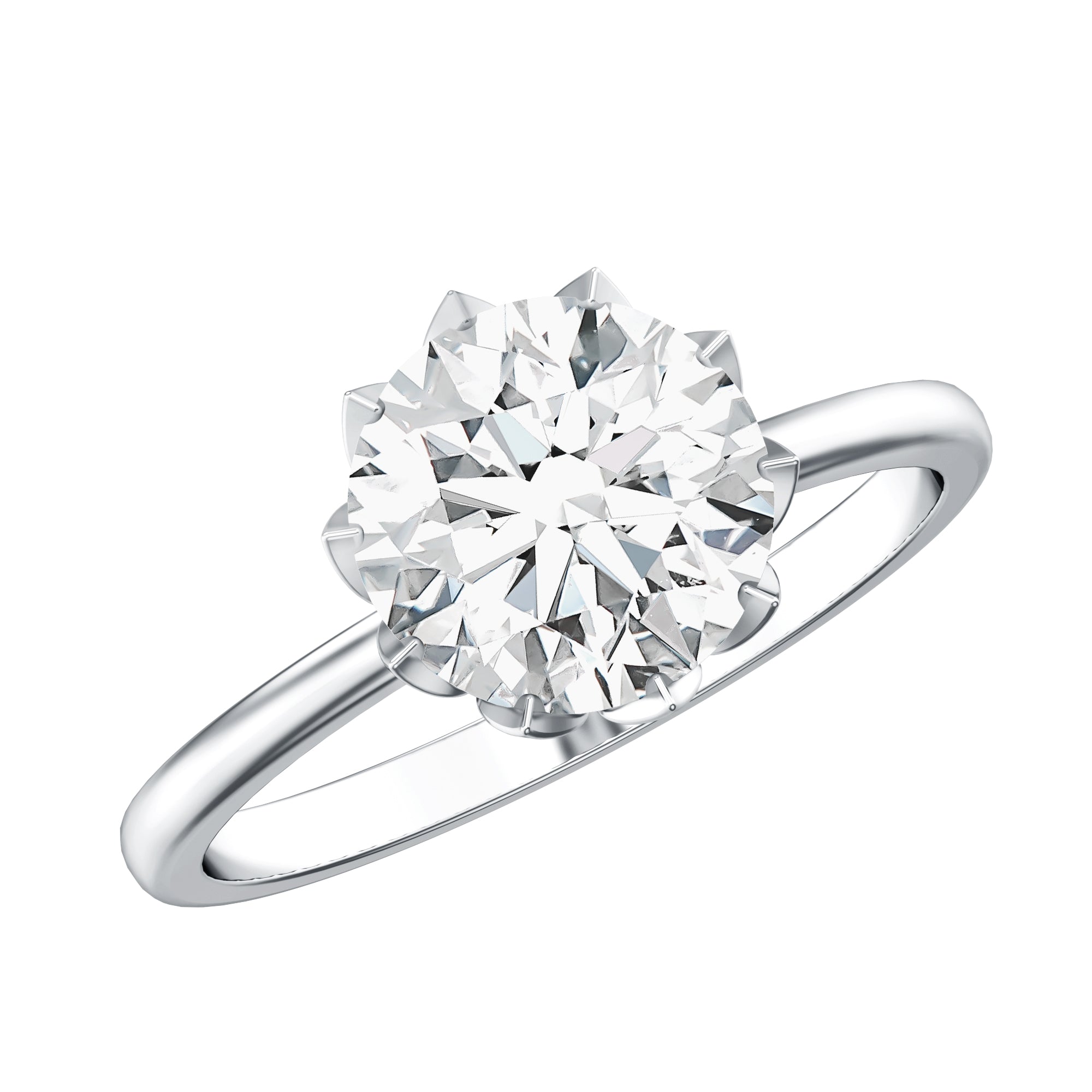 Lotus Basket Set Lab Grown Diamond 3 Carat Engagement Ring with IGI Certificate