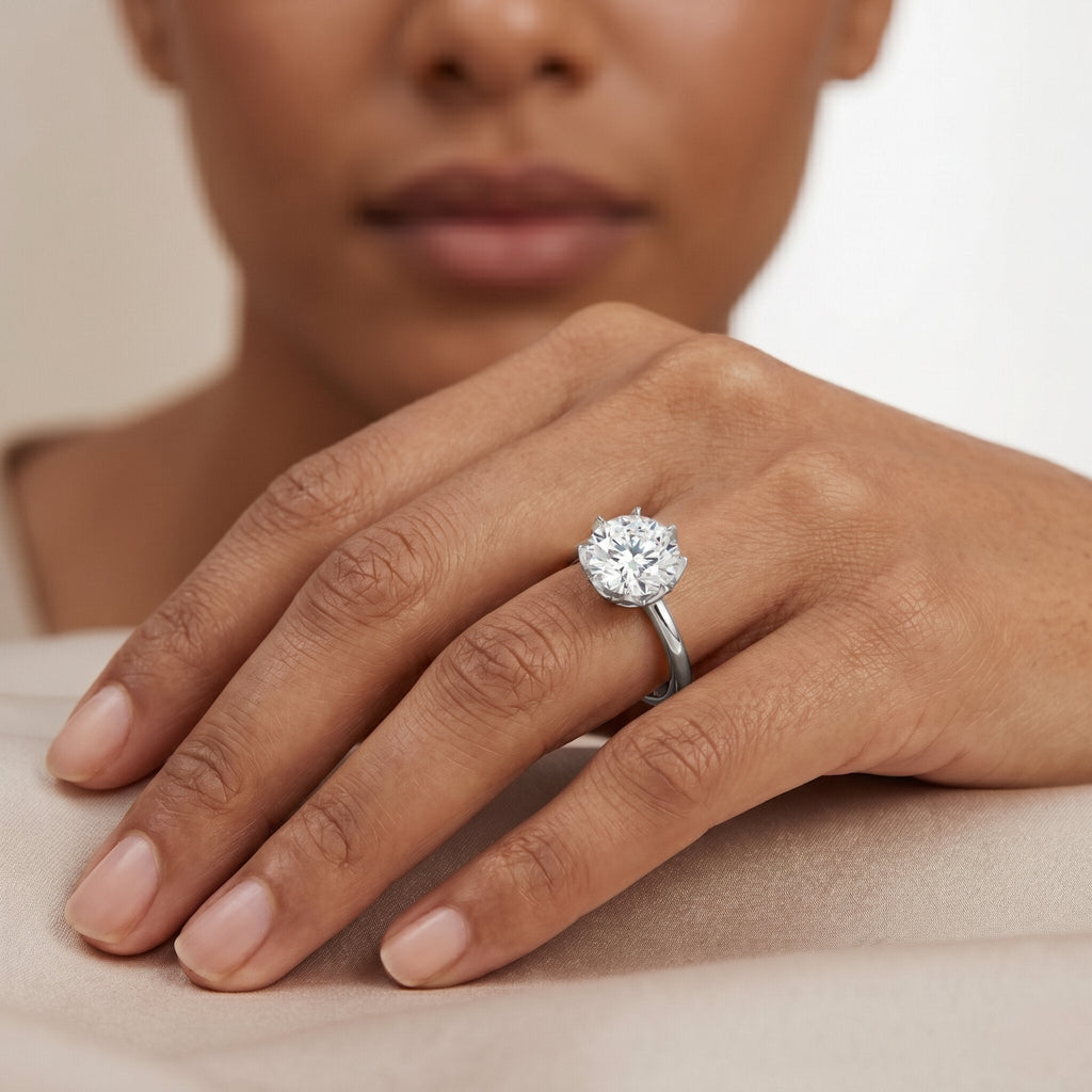 Lotus Basket Set Lab Grown Diamond 3 Carat Engagement Ring with IGI Certificate