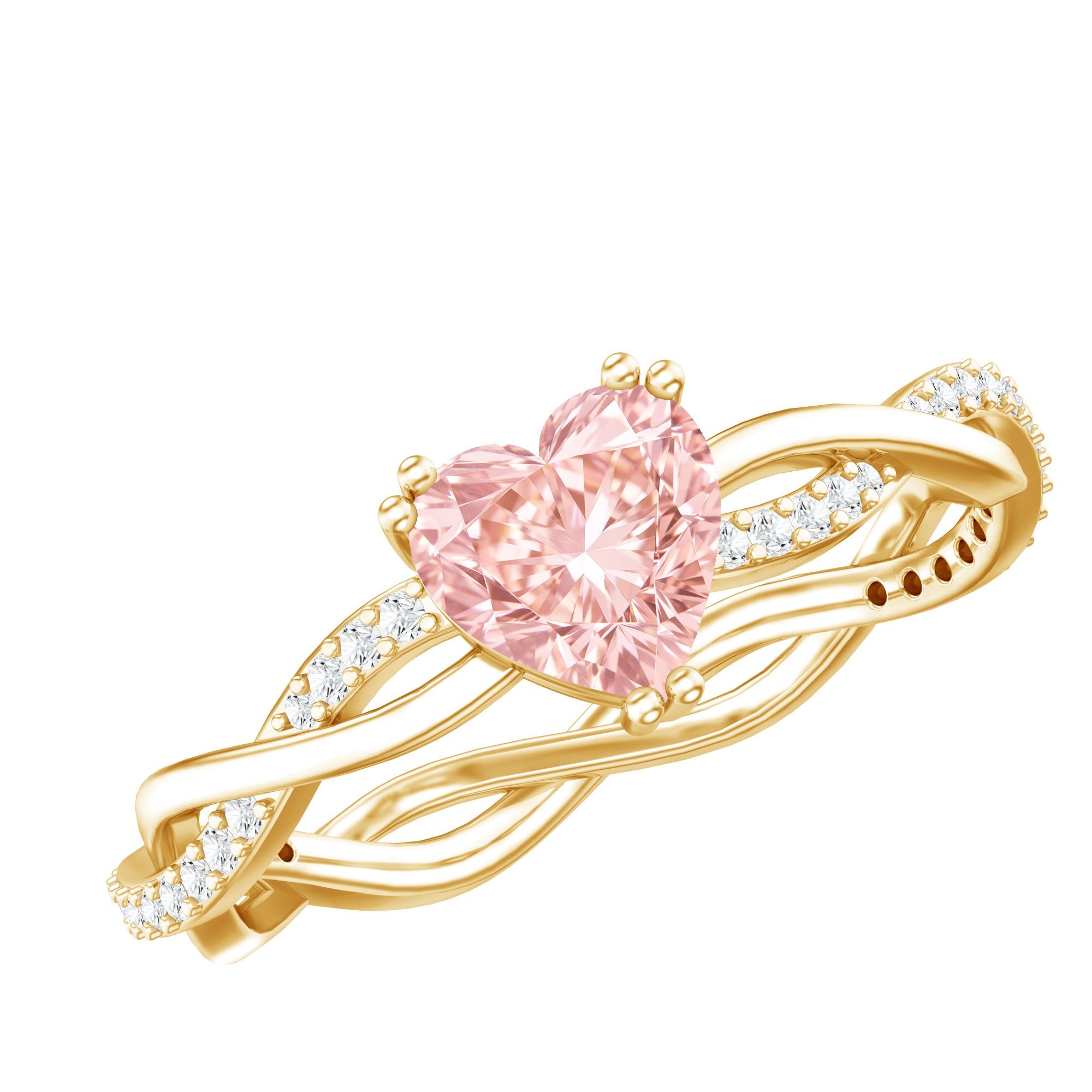 1 CT IGI Certified Lab Grown Pink Diamond Heart Engagement Ring with Crossover Shank