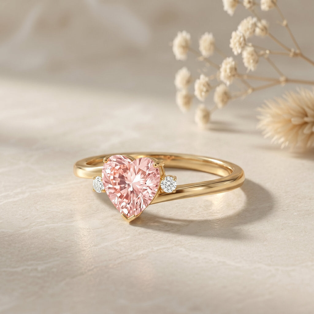 IGI Certified 1 CT Lab Grown Pink Diamond Heart Promise Ring