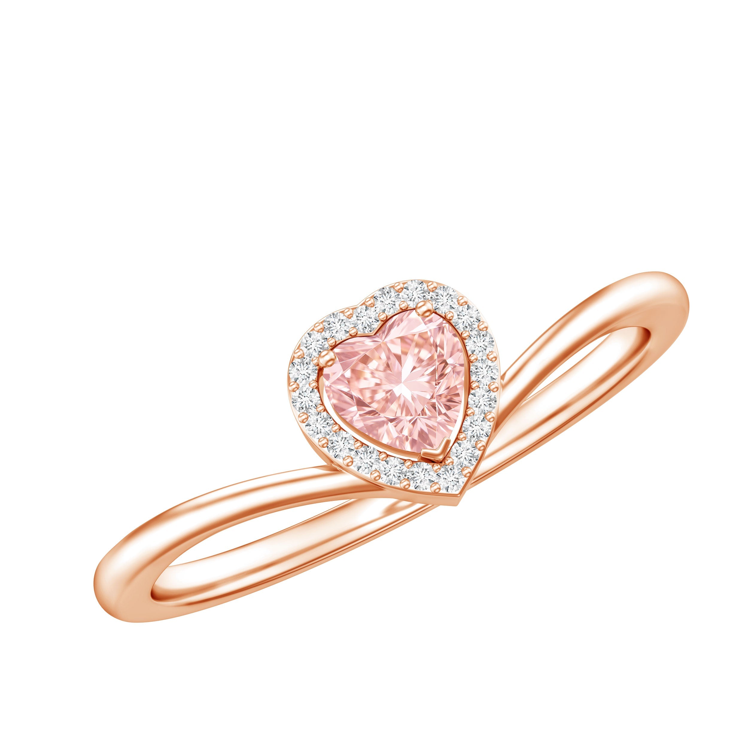 IGI Certified Lab Grown Pink Diamond Heart Promise Ring with Halo