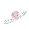 IGI Certified Lab Grown Pink Diamond Heart Promise Ring with Halo