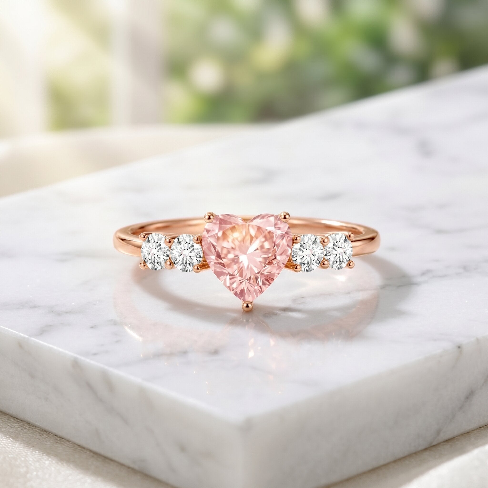 IGI Certified 1 Carat Lab Grown Pink and White Diamond Heart Promise Ring for Her