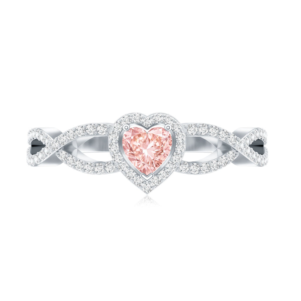 IGI Certified 1 Carat Lab Grown Pink and White Diamond Classic Engagement Ring