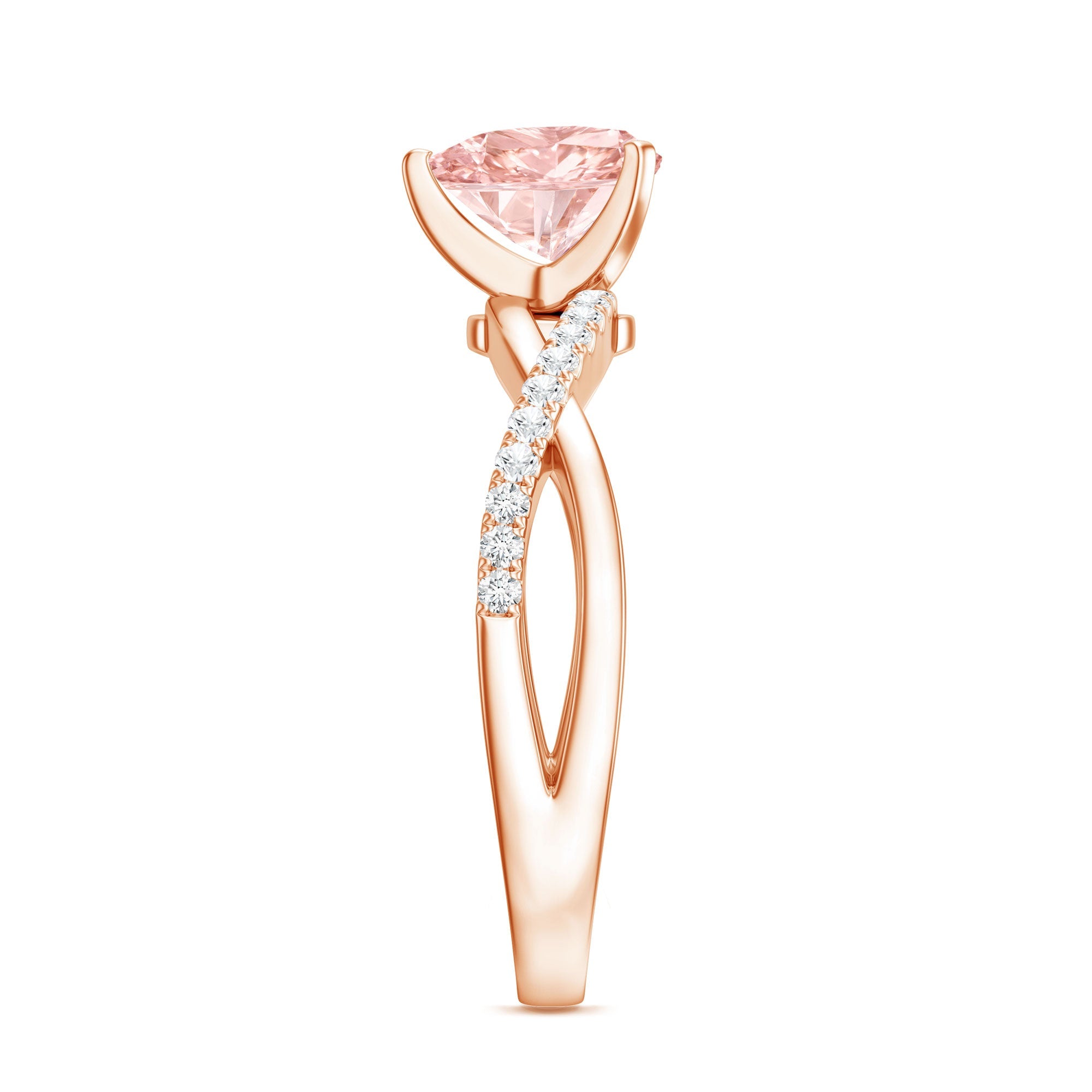 IGI Certified 1 CT Solitaire Lab Grown Pink Diamond Heart Engagement Ring