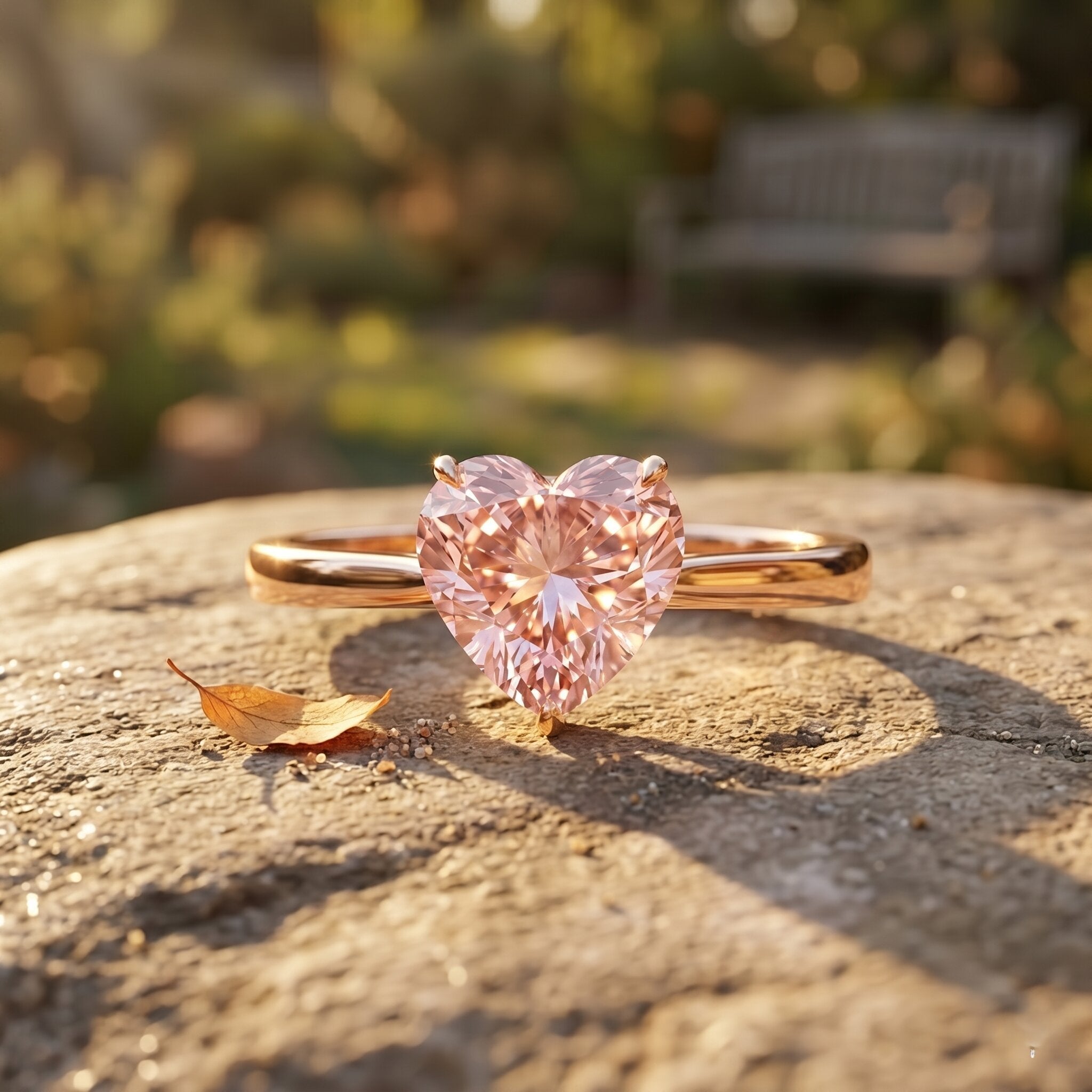 1 CT Lab Grown Pink Diamond Heart Promise Ring with IGI Certificate