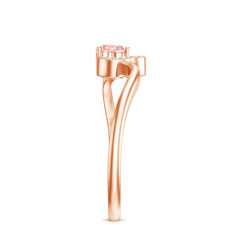 IGI Certified Lab Grown Pink Diamond Heart Promise Ring with Twisted Band