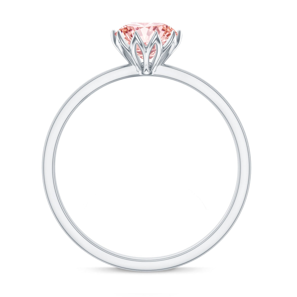 IGI Certified 1 CT Lab Grown Pink Diamond Solitaire Engagement Ring in Lotus Basket Setting