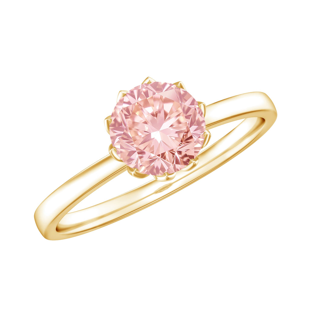 IGI Certified 1 CT Lab Grown Pink Diamond Solitaire Engagement Ring in Lotus Basket Setting
