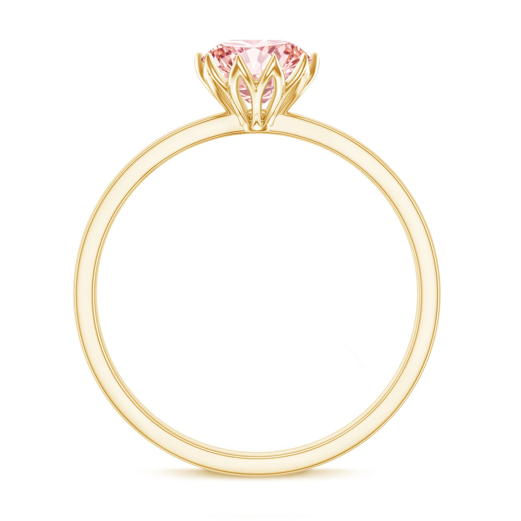 IGI Certified 1 CT Lab Grown Pink Diamond Solitaire Engagement Ring in Lotus Basket Setting