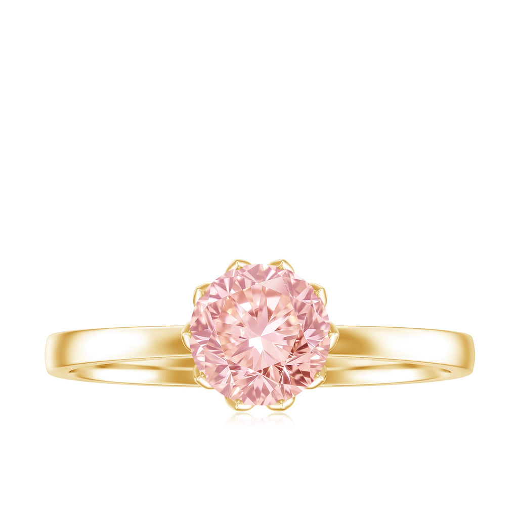 IGI Certified 1 CT Lab Grown Pink Diamond Solitaire Engagement Ring in Lotus Basket Setting