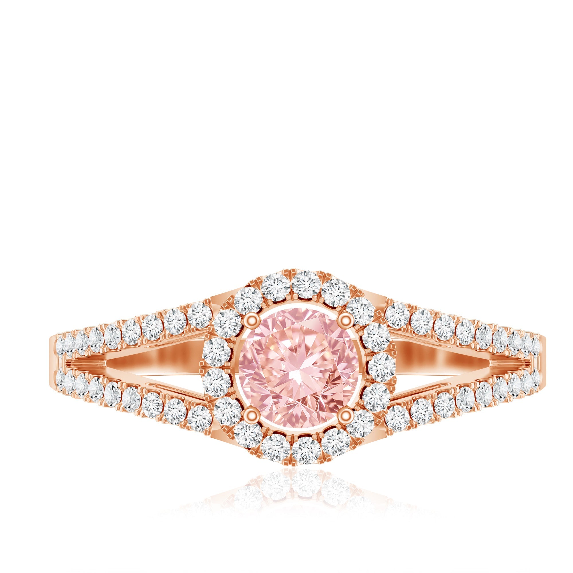 IGI Certified 1 CT Pink Lab Grown Diamond Halo Engagement Ring