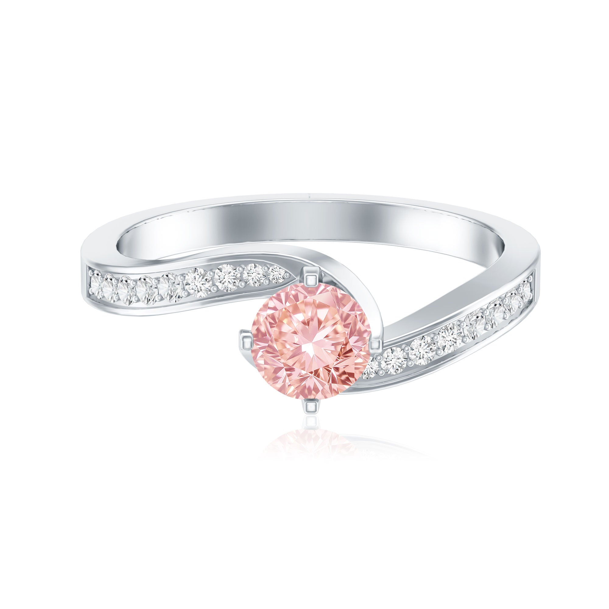 Lab Grown Pink Diamond Bypass Engagement Ring with IGI Certificate