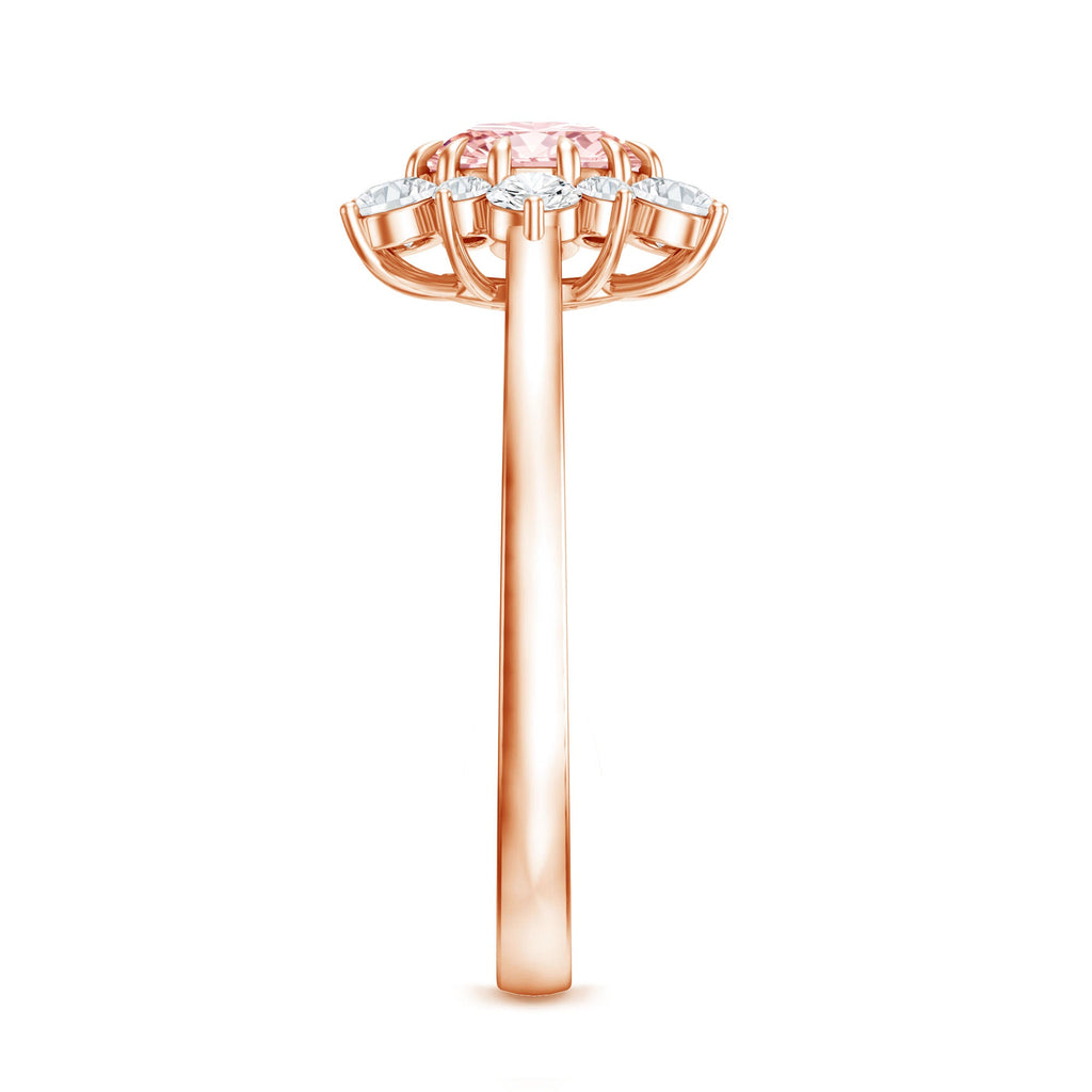 IGI Certified 1 CT Lab Grown Pink and White Diamond Halo Engagement Ring