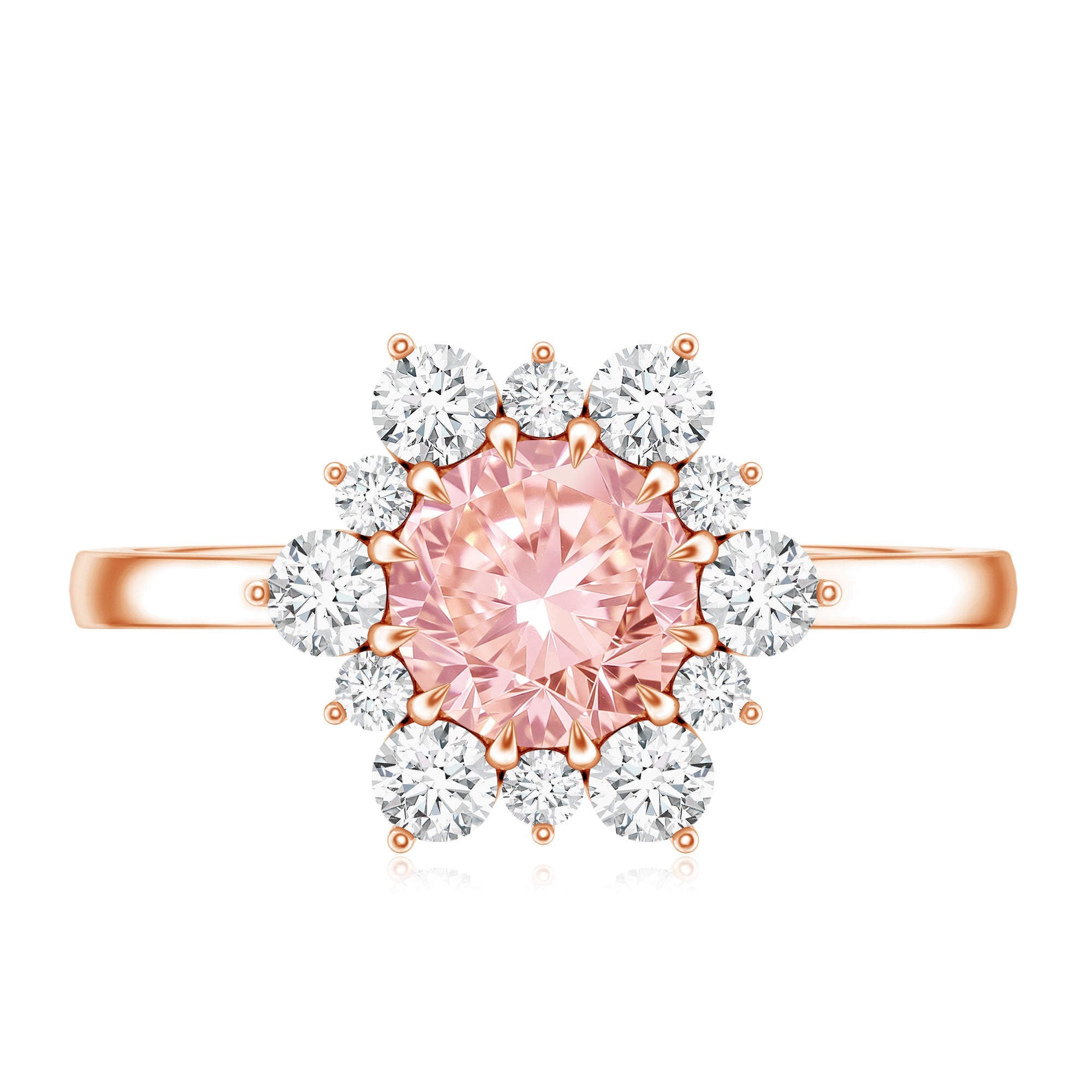 IGI Certified 1 CT Lab Grown Pink and White Diamond Halo Engagement Ring