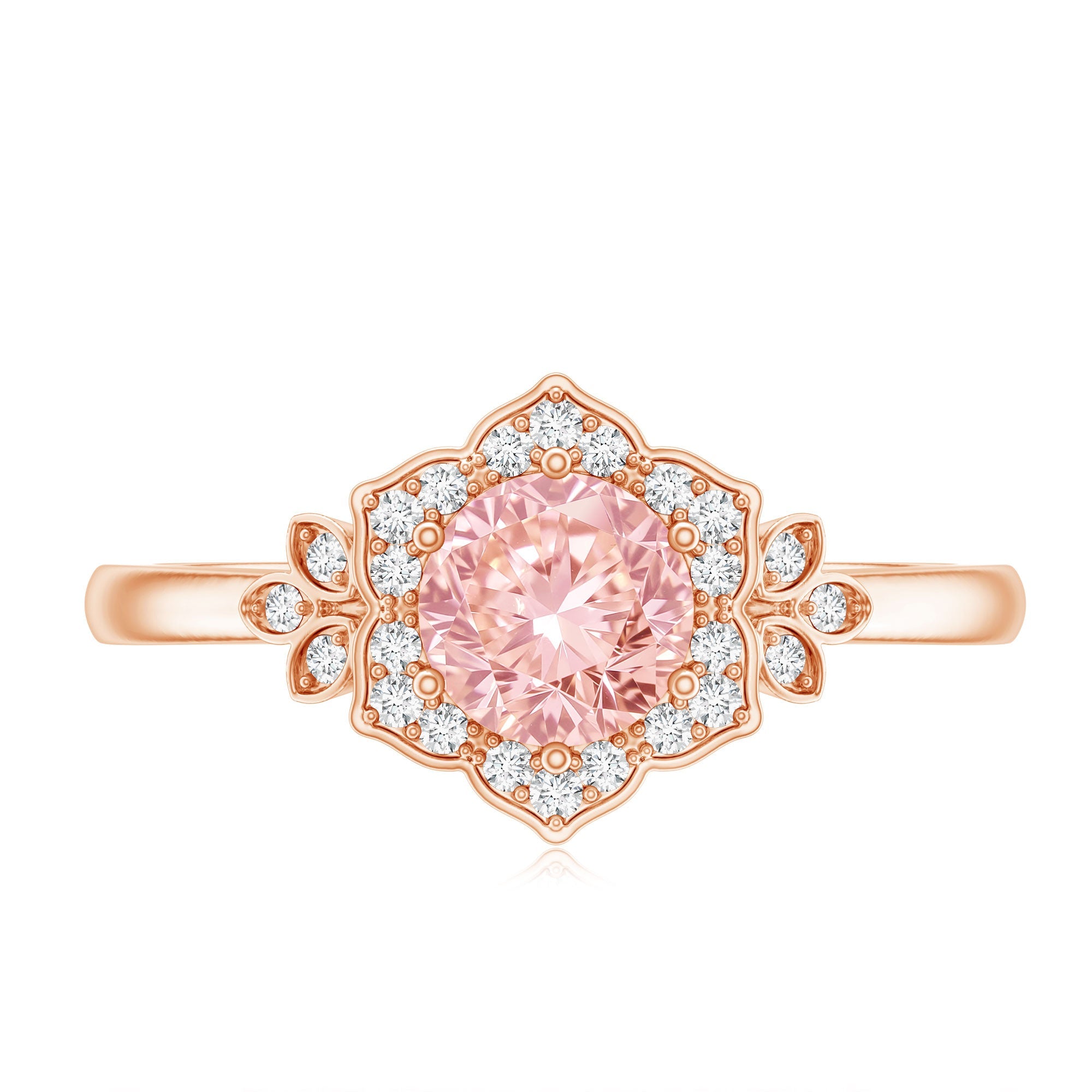 Pink and White Lab Grown Diamond Designer Engagement Ring with IGI Certificate