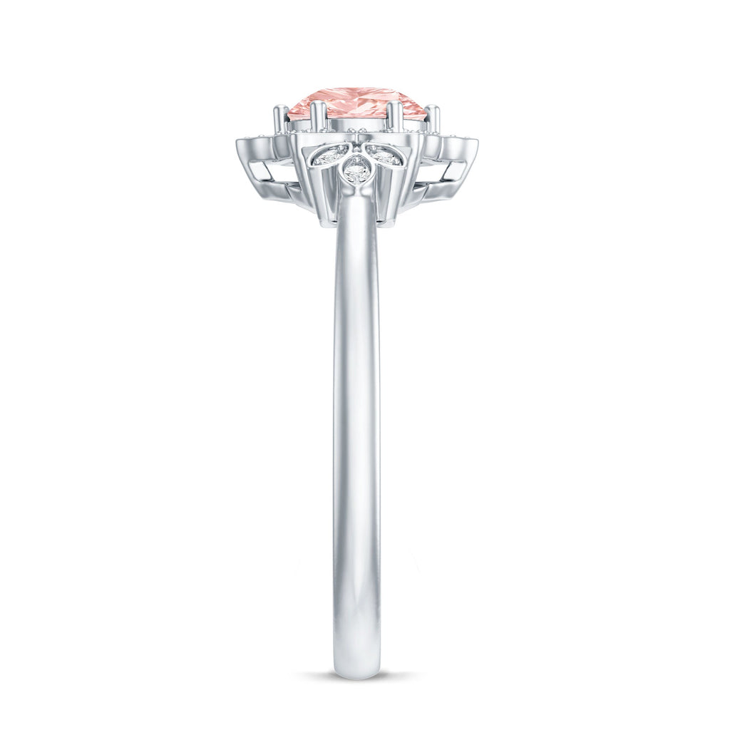 Pink and White Lab Grown Diamond Designer Engagement Ring with IGI Certificate