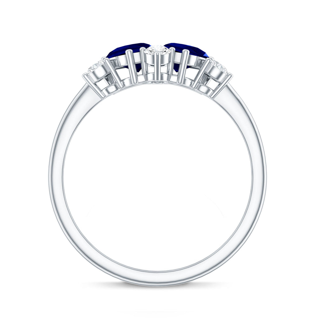 Lab Created Blue Sapphire and Diamond Cluster Ring
