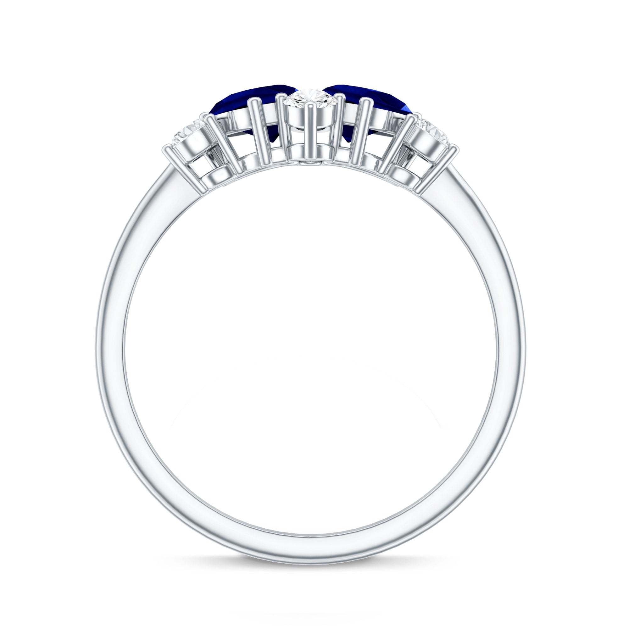 Lab Created Blue Sapphire and Diamond Cluster Ring