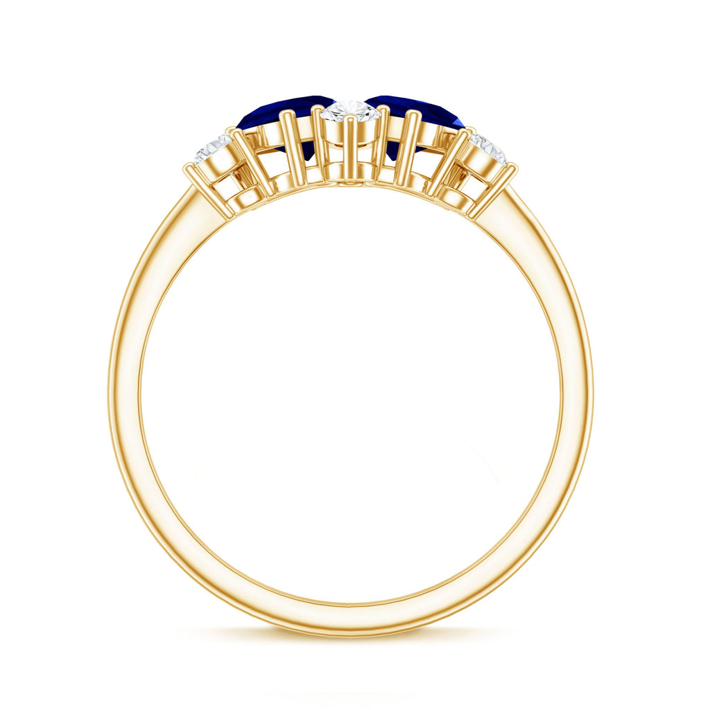 Lab Created Blue Sapphire and Diamond Cluster Ring