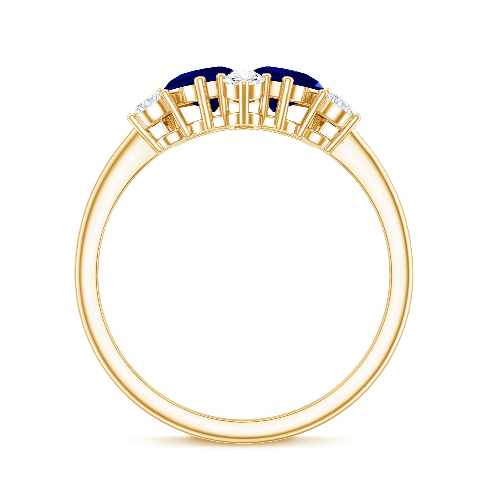 Lab Created Blue Sapphire and Diamond Cluster Ring