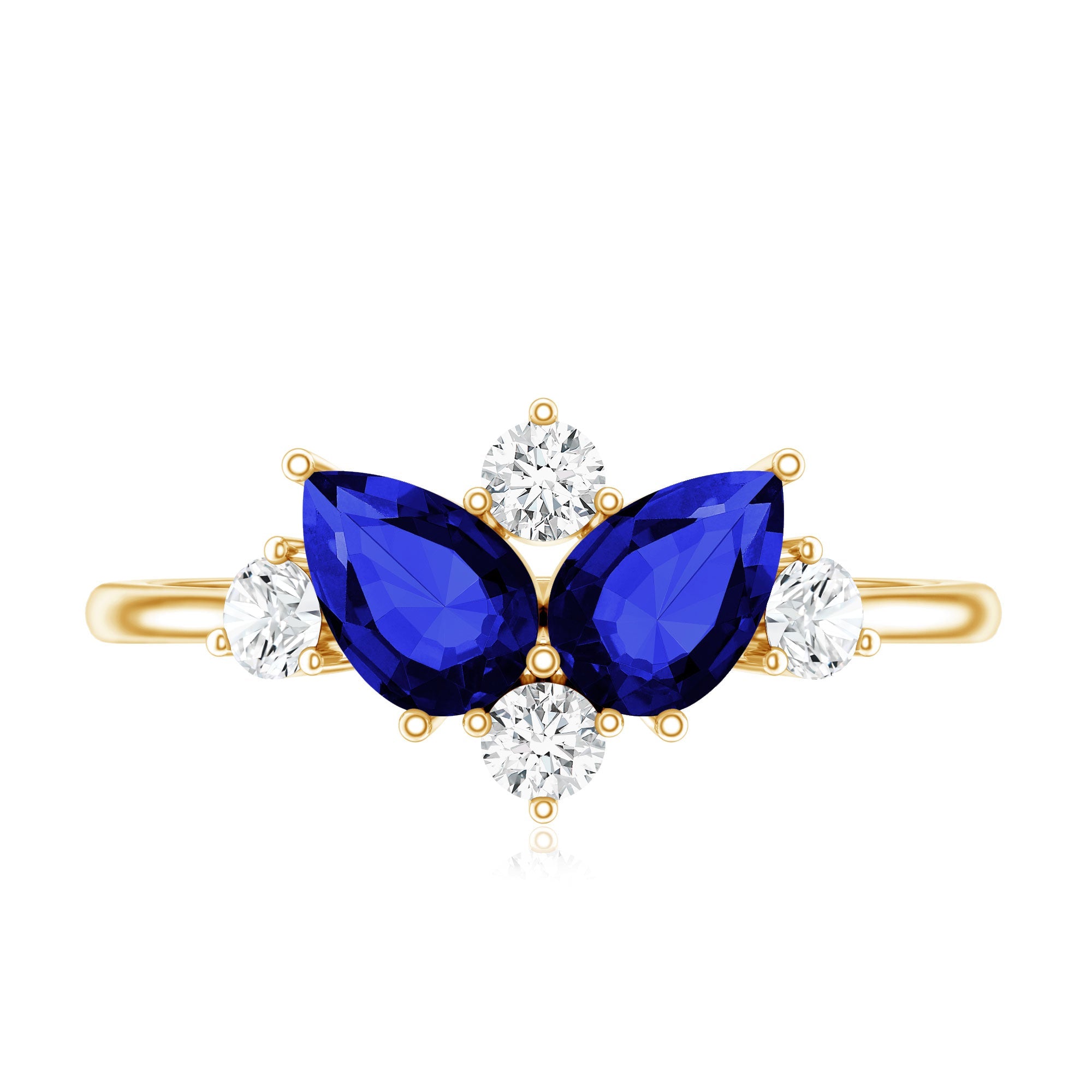 Lab Created Blue Sapphire and Diamond Cluster Ring