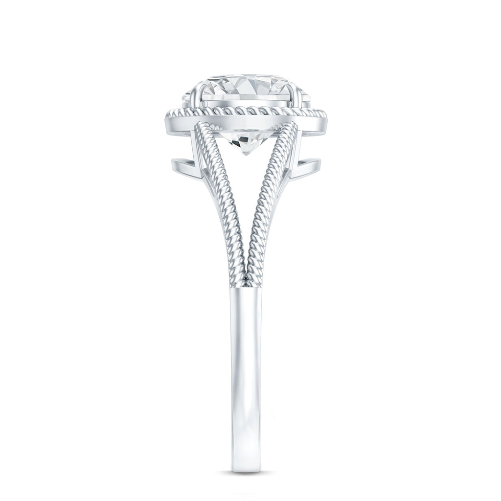 2 CT Round Cut Moissanite Solitaire Engagement Ring with Split Shank