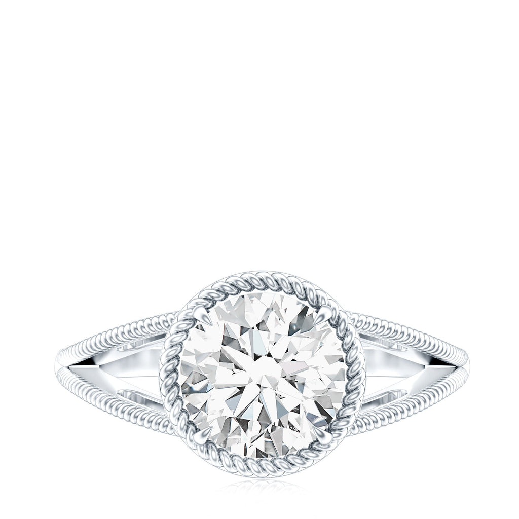 2 CT Round Cut Moissanite Solitaire Engagement Ring with Split Shank