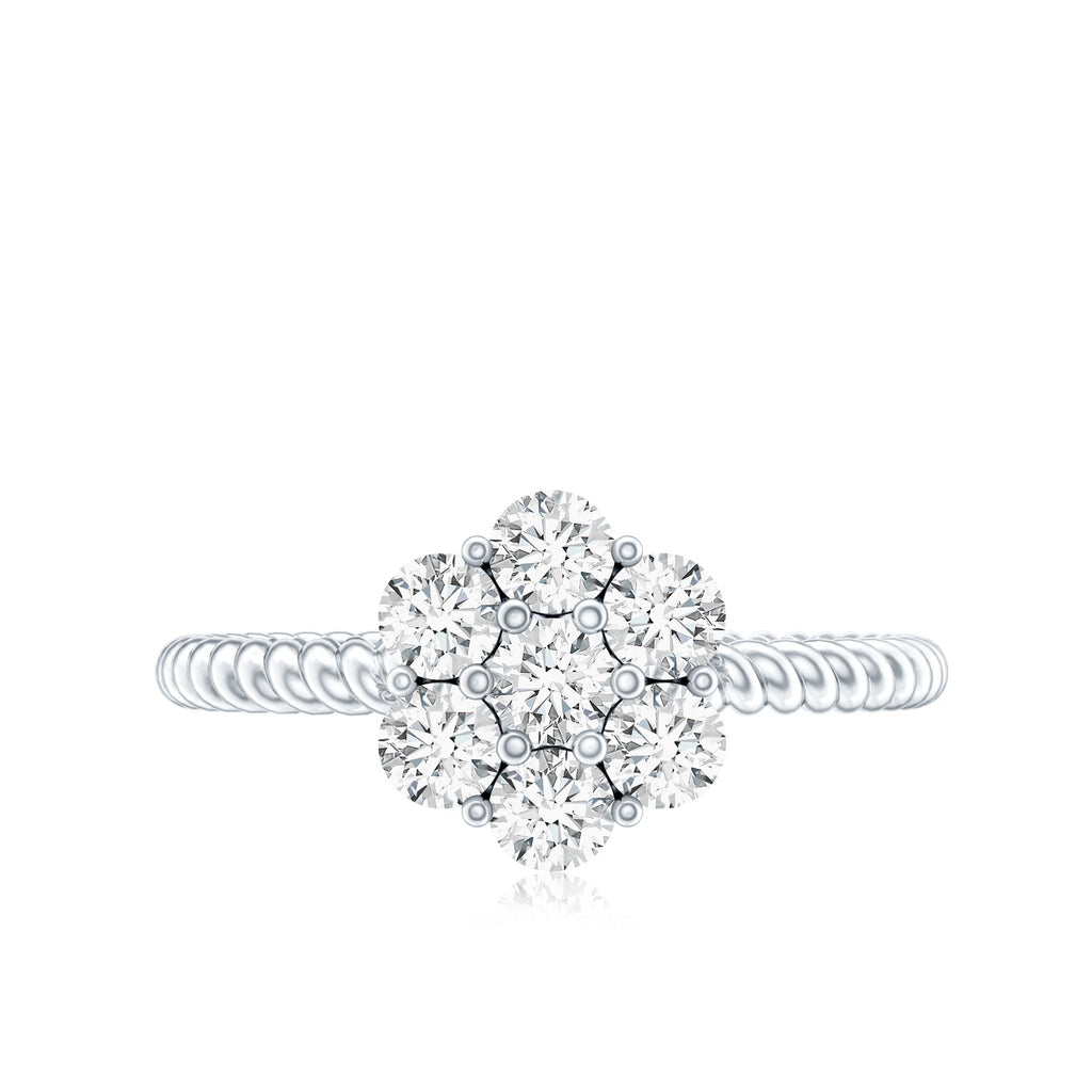 Moissanite Flower Engagement with Twisted Rope Details