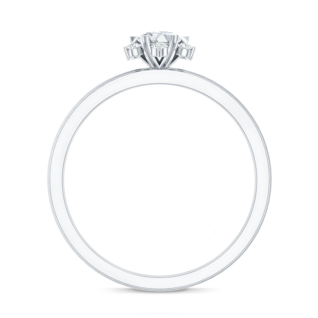 Round Moissanite Flower Promise Ring for Her