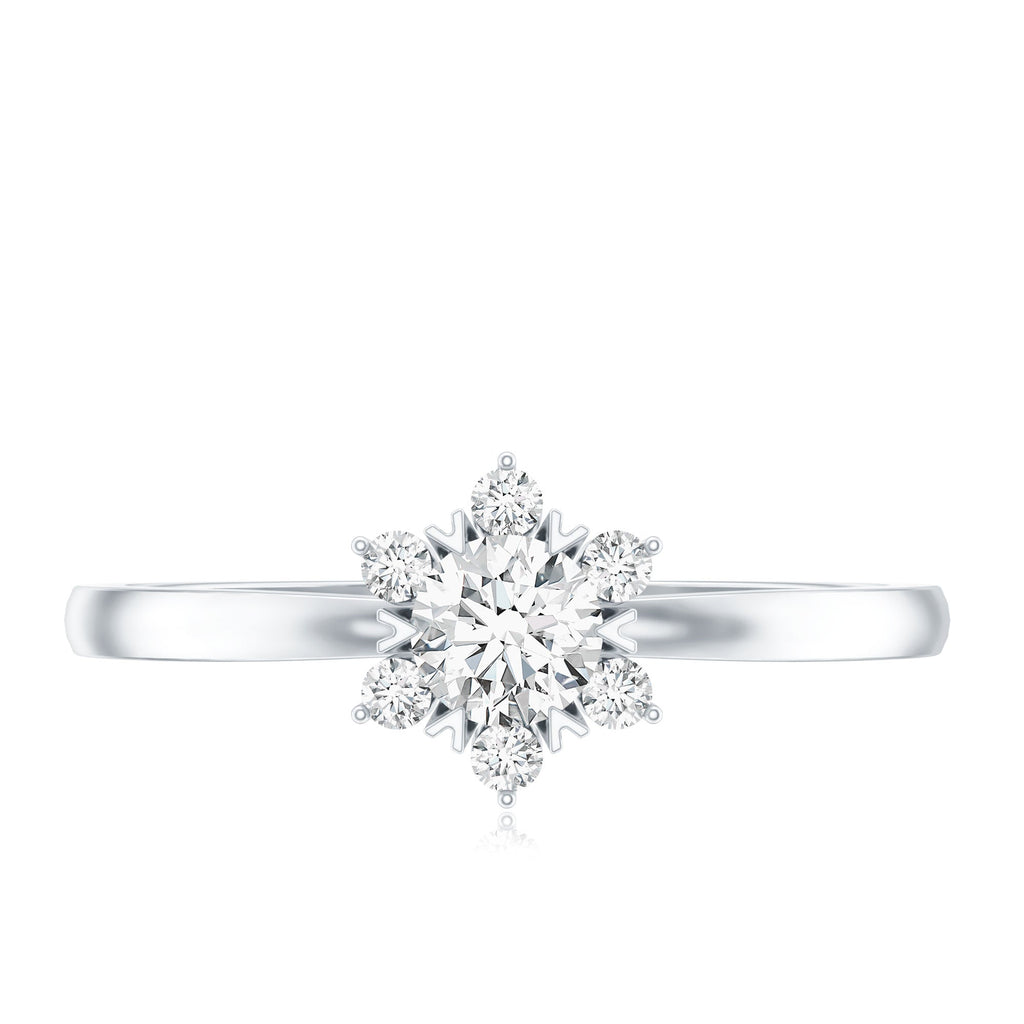 Round Moissanite Flower Promise Ring for Her