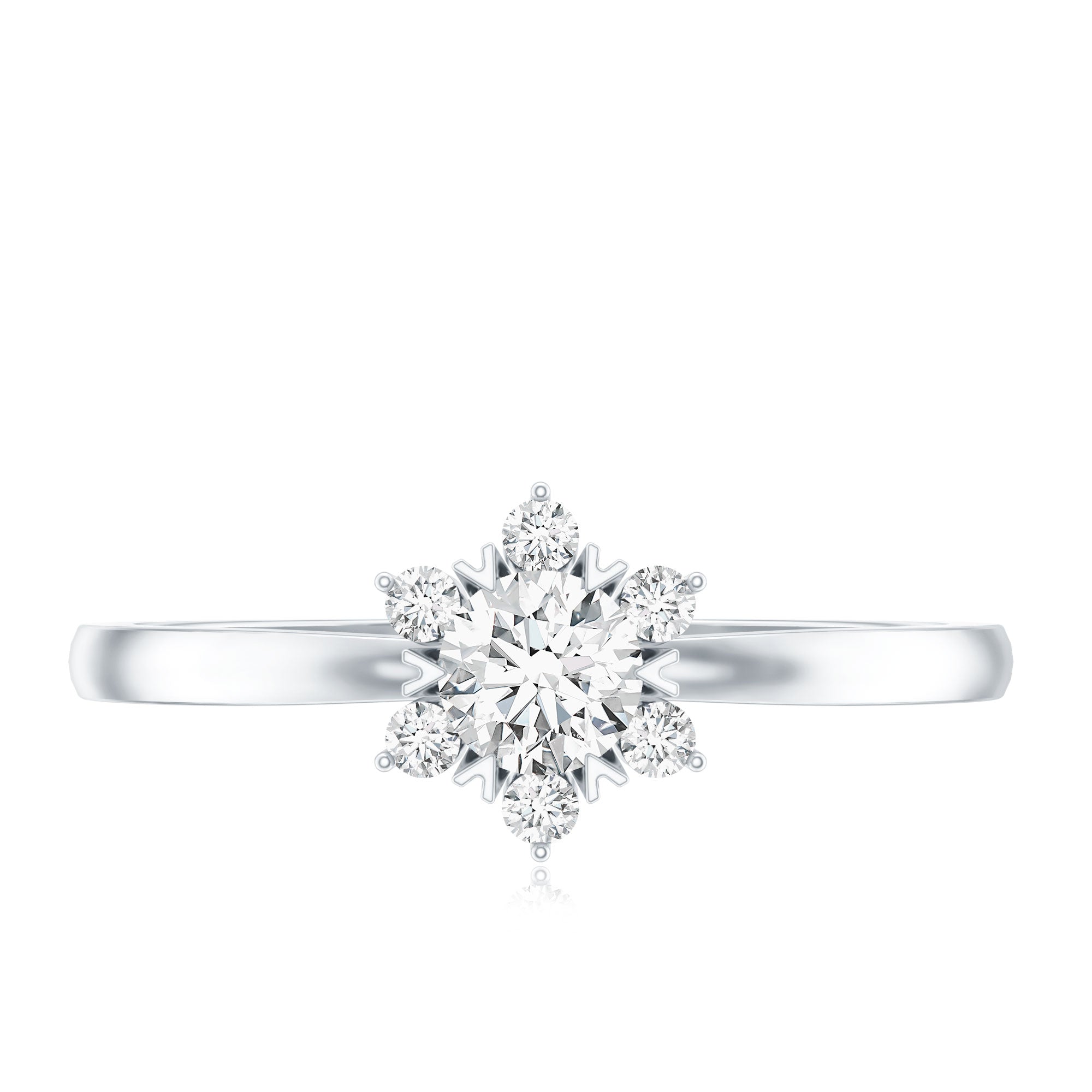 Round Moissanite Flower Promise Ring for Her