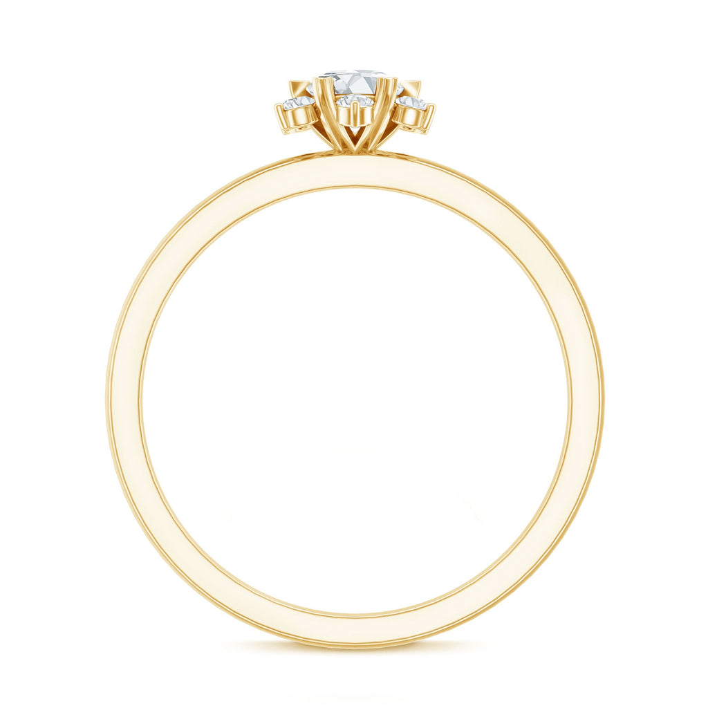 Round Moissanite Flower Promise Ring for Her