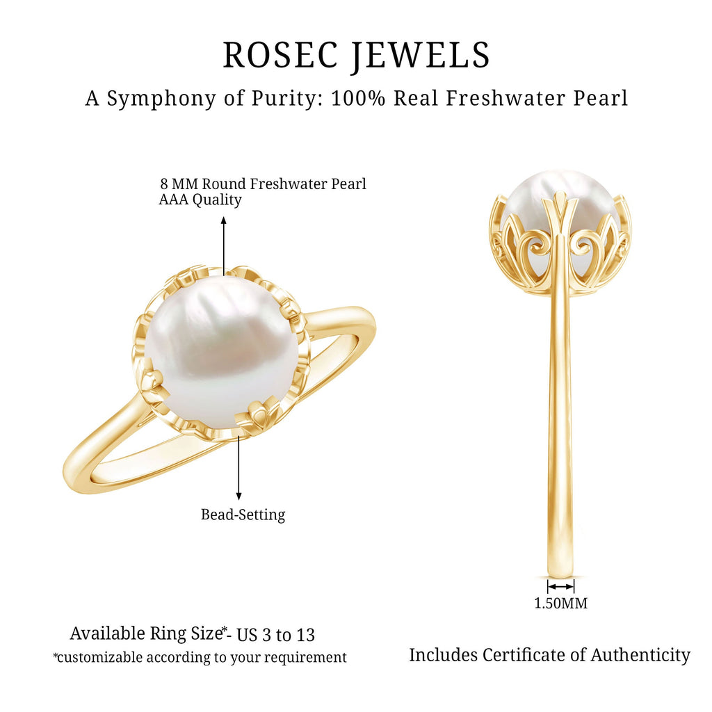 Cultured 7.4 Carat Freshwater Pearl Solitaire Engagement Ring