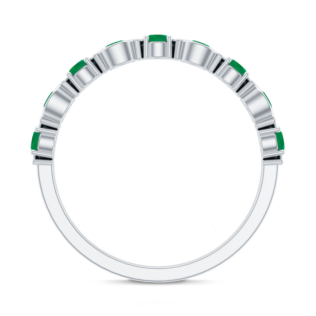 Natural Green Emerald Half Eternity Stackable Ring