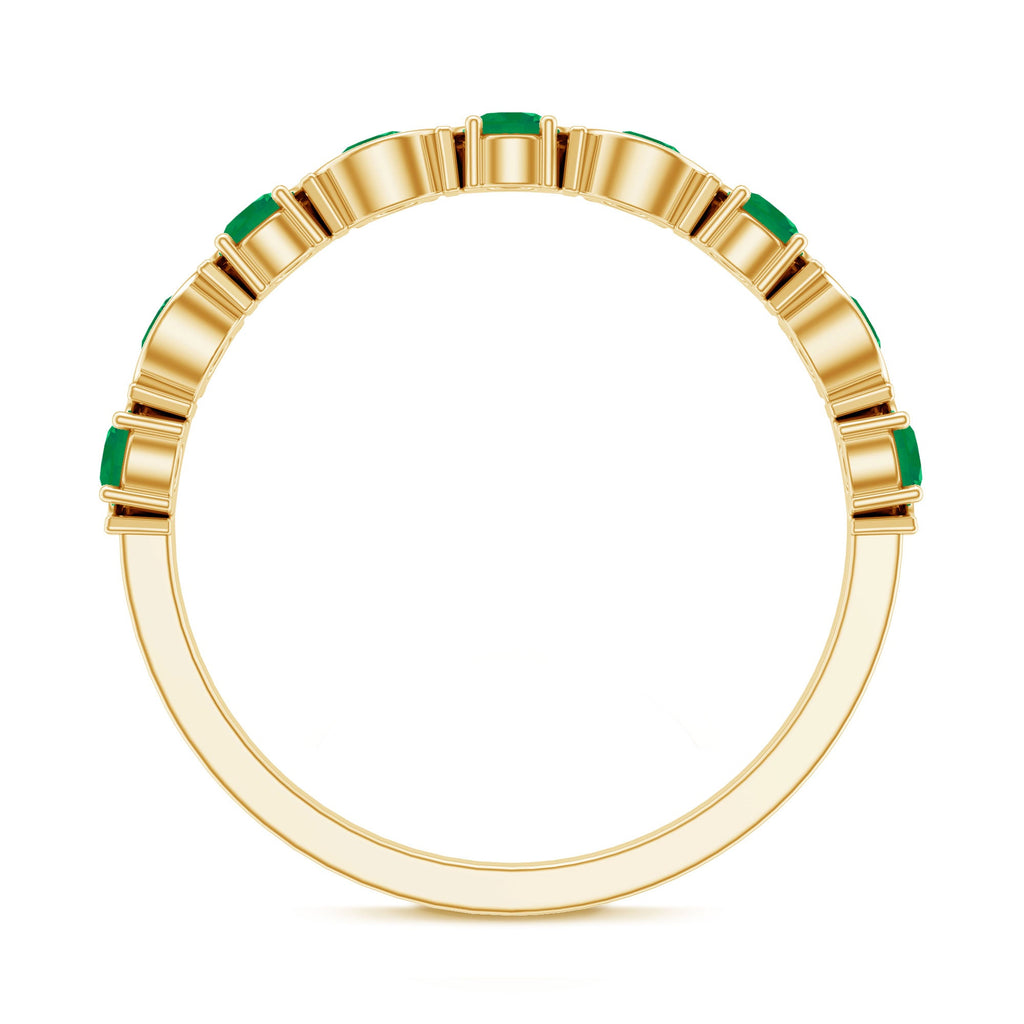 Natural Green Emerald Half Eternity Stackable Ring