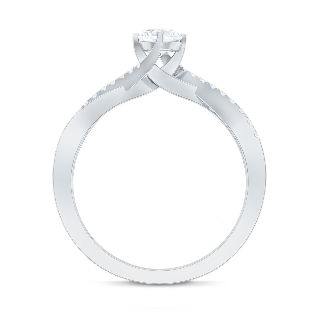 Minimal Diamond Engagement Ring with Crossover Shank