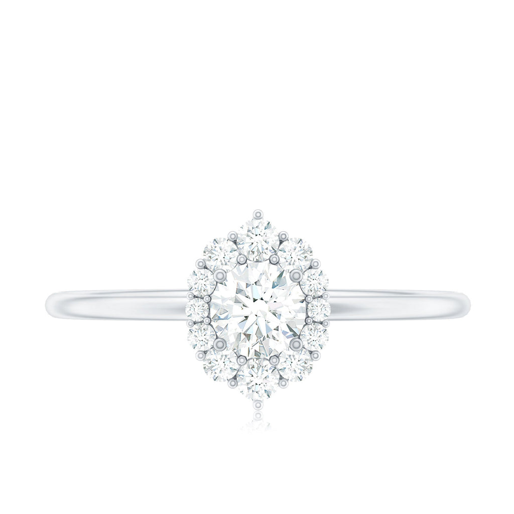 Minimal Real Diamond Engagement Ring with Halo