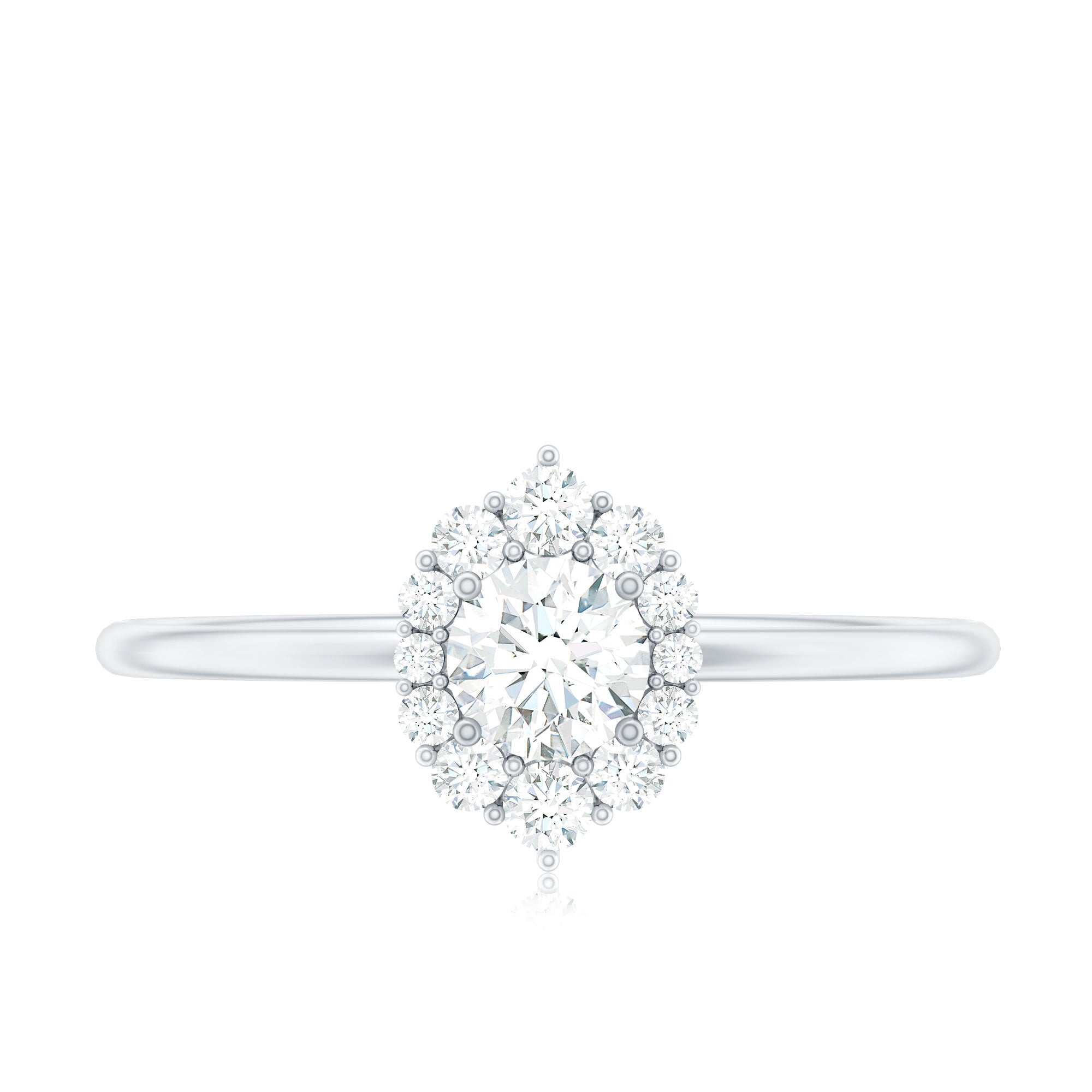 Minimal Real Diamond Engagement Ring with Halo