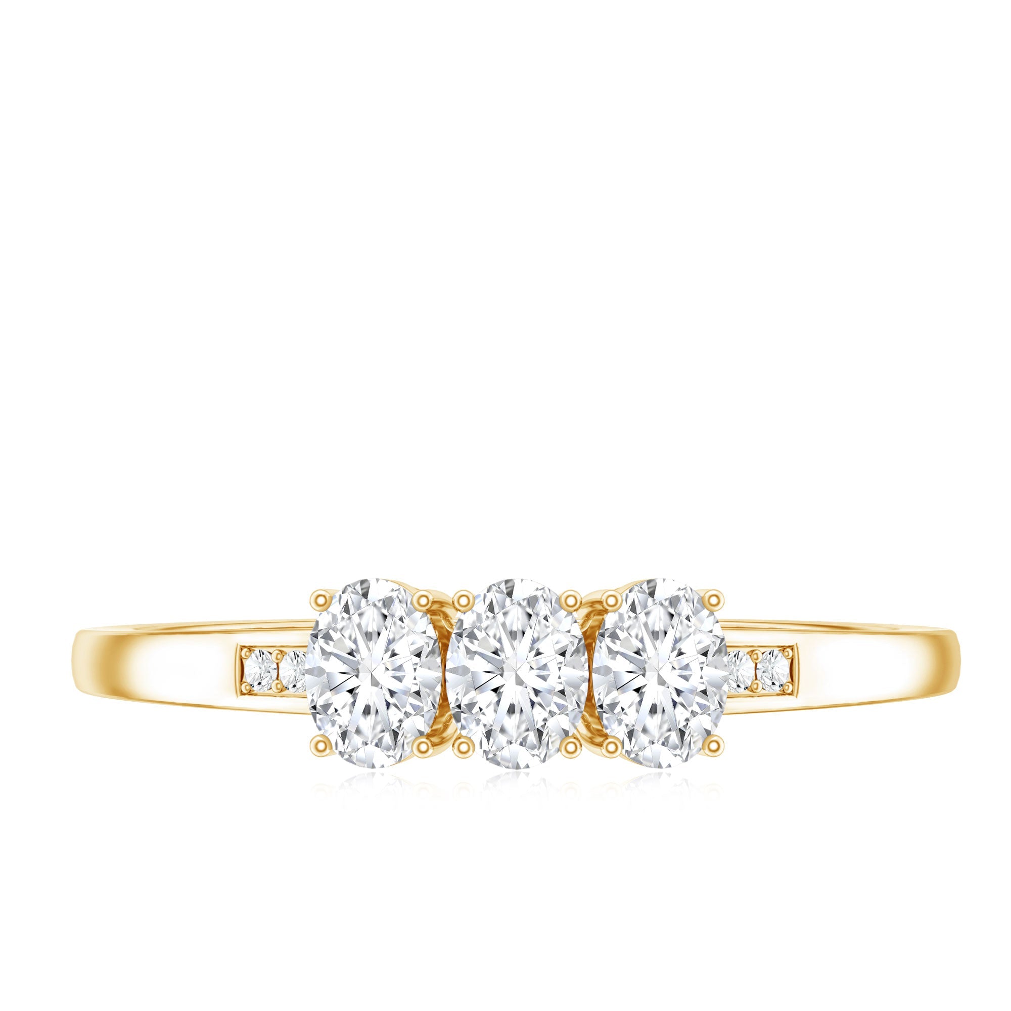Lab Grown Oval Diamond 3 Stone Engagement Ring