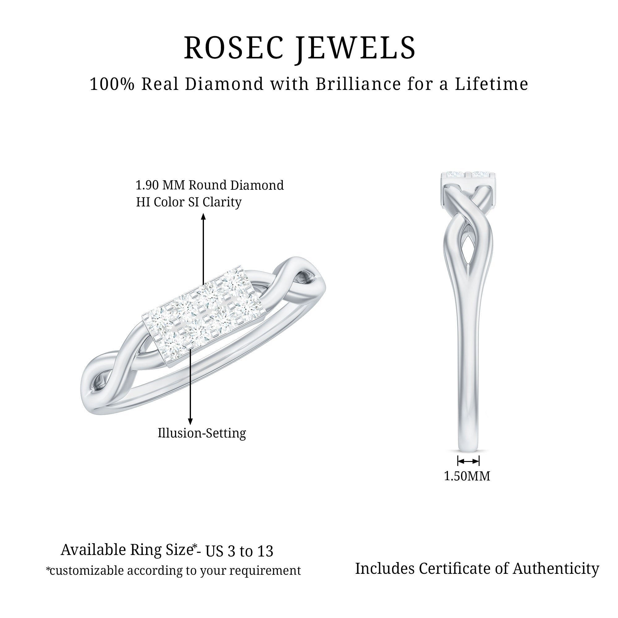 Contemporary Diamond Engagement Ring with Infinity Shank
