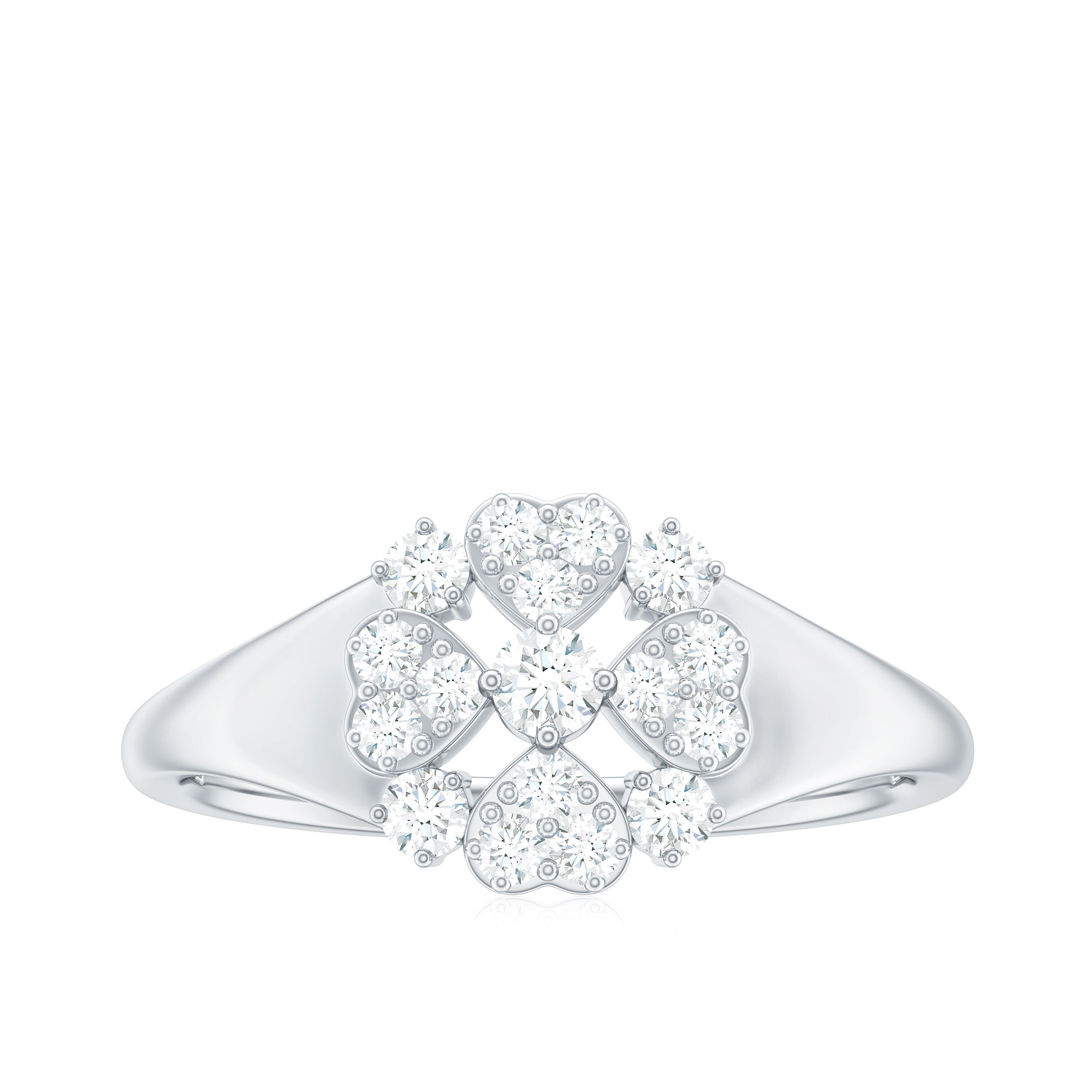 Natural Diamond Flower Engagement Ring in Illusion Set