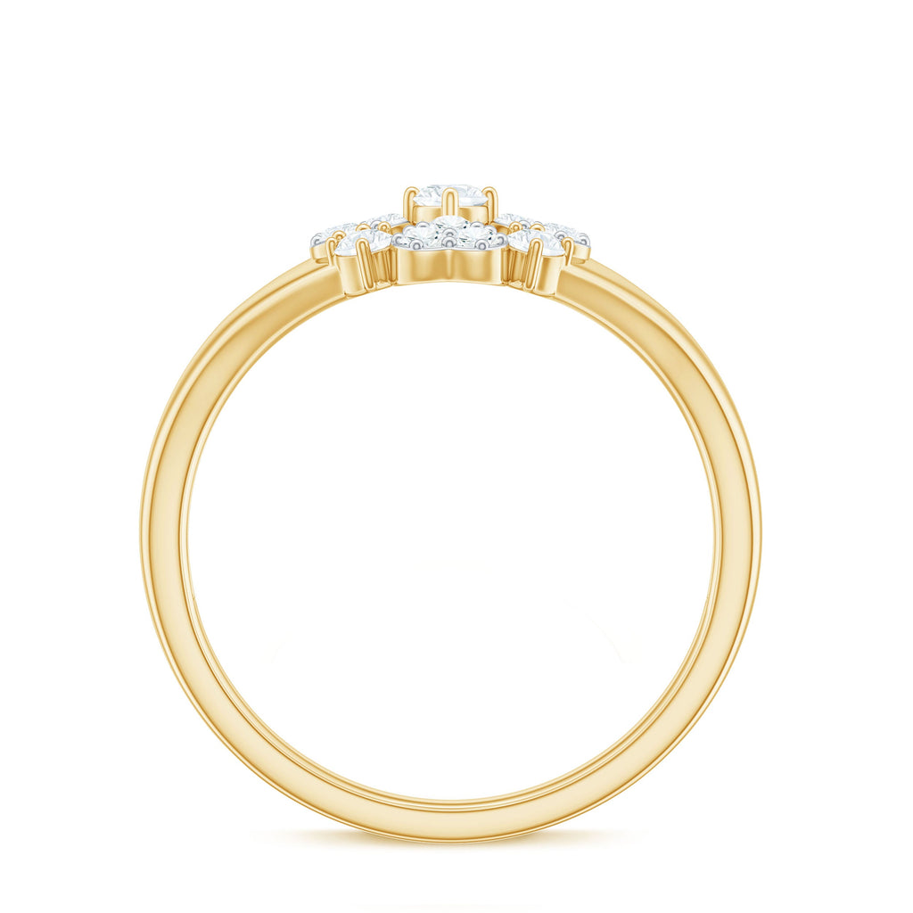Natural Diamond Flower Engagement Ring in Illusion Set