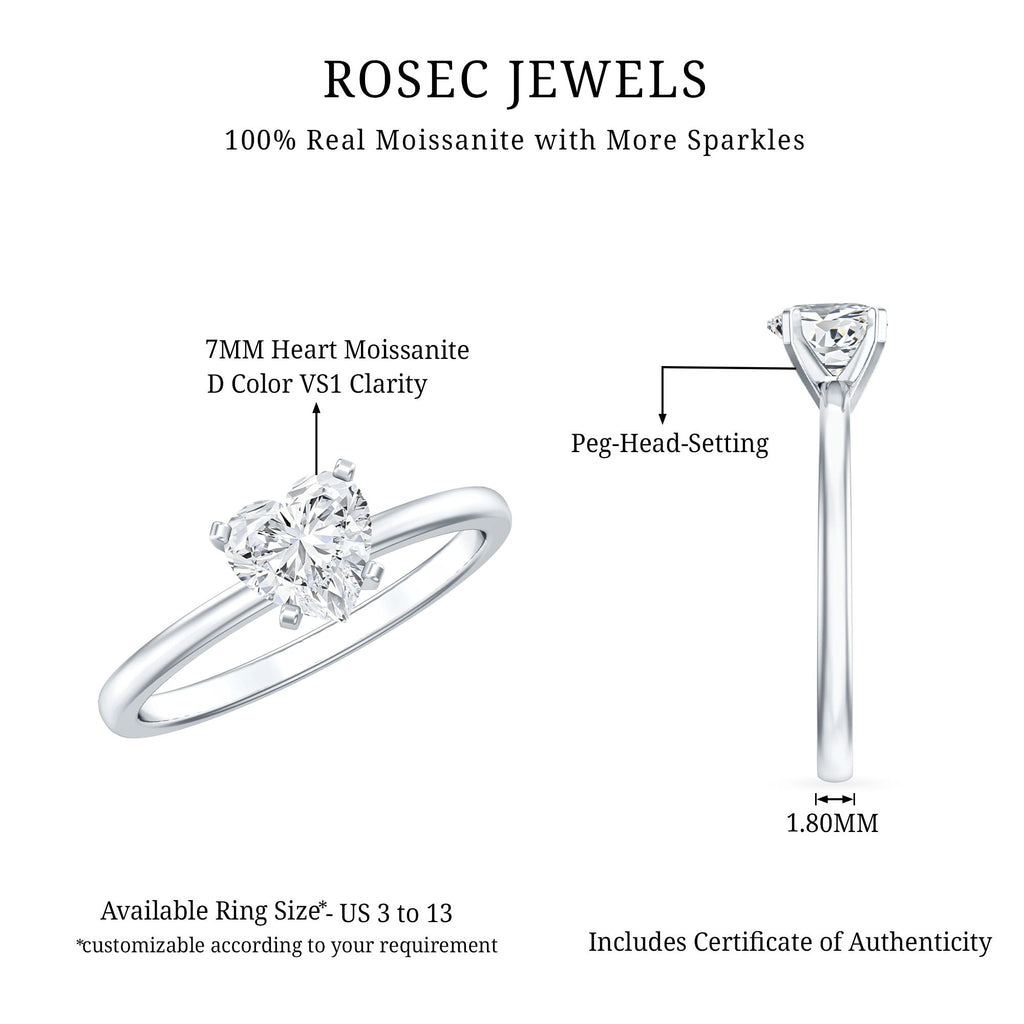 1.5 CT Heart Shape Certified Moissanite Engagement Ring