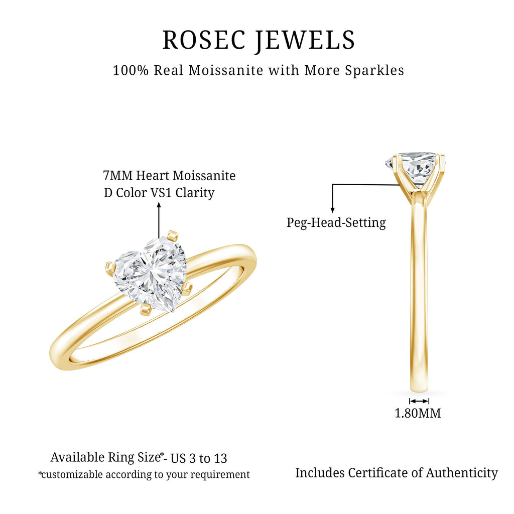 1.5 CT Heart Shape Certified Moissanite Engagement Ring