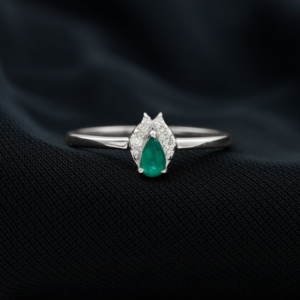Womens Emerald and Diamond Promise Ring for Her