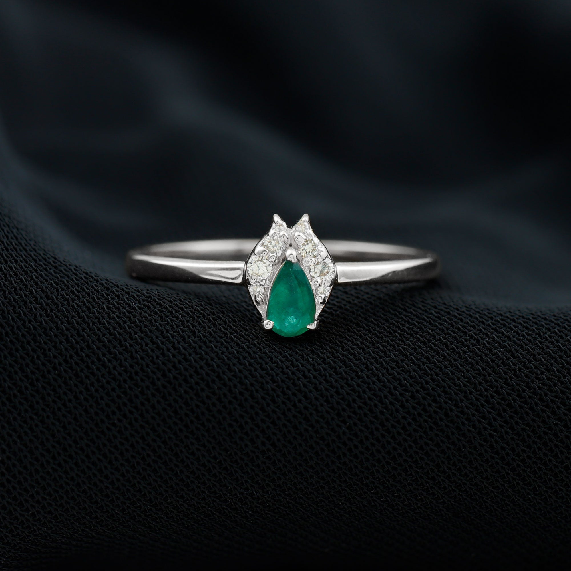 Womens Emerald and Diamond Promise Ring for Her