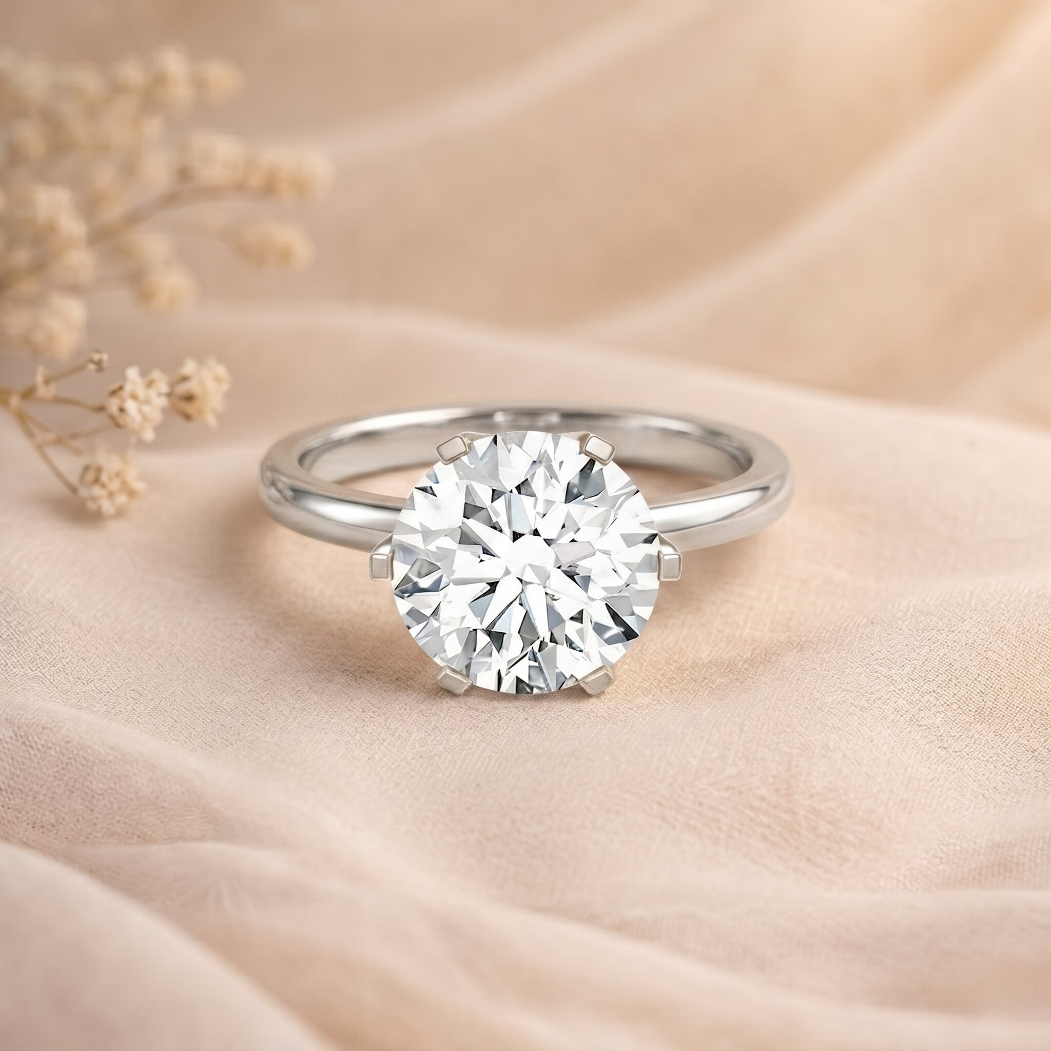IGI Certified 5 Carat Lab Grown Diamond Solitaire Engagement Ring